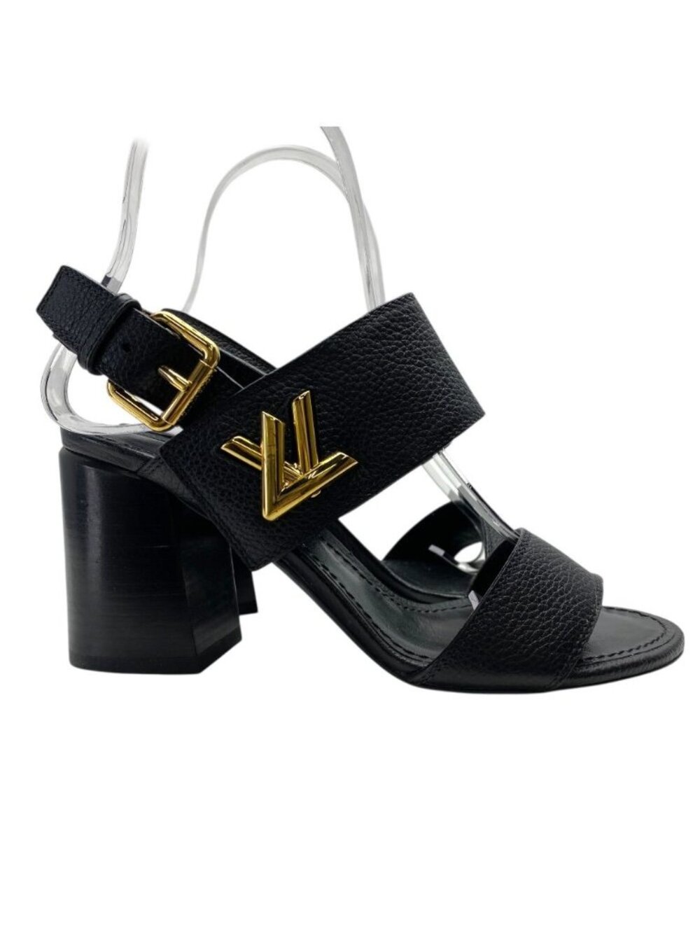 Louis Vuitton Horizon Line Sandals LV Logo Gold Black Leather 34.5 ): Sophistica - Picture 5 of 10
